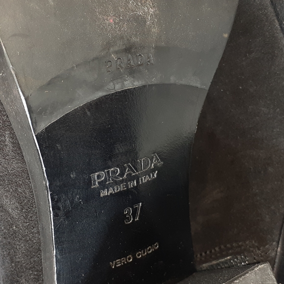 Prada black suede leather heeled boots size 37 size 7 - Picture 11 of 13